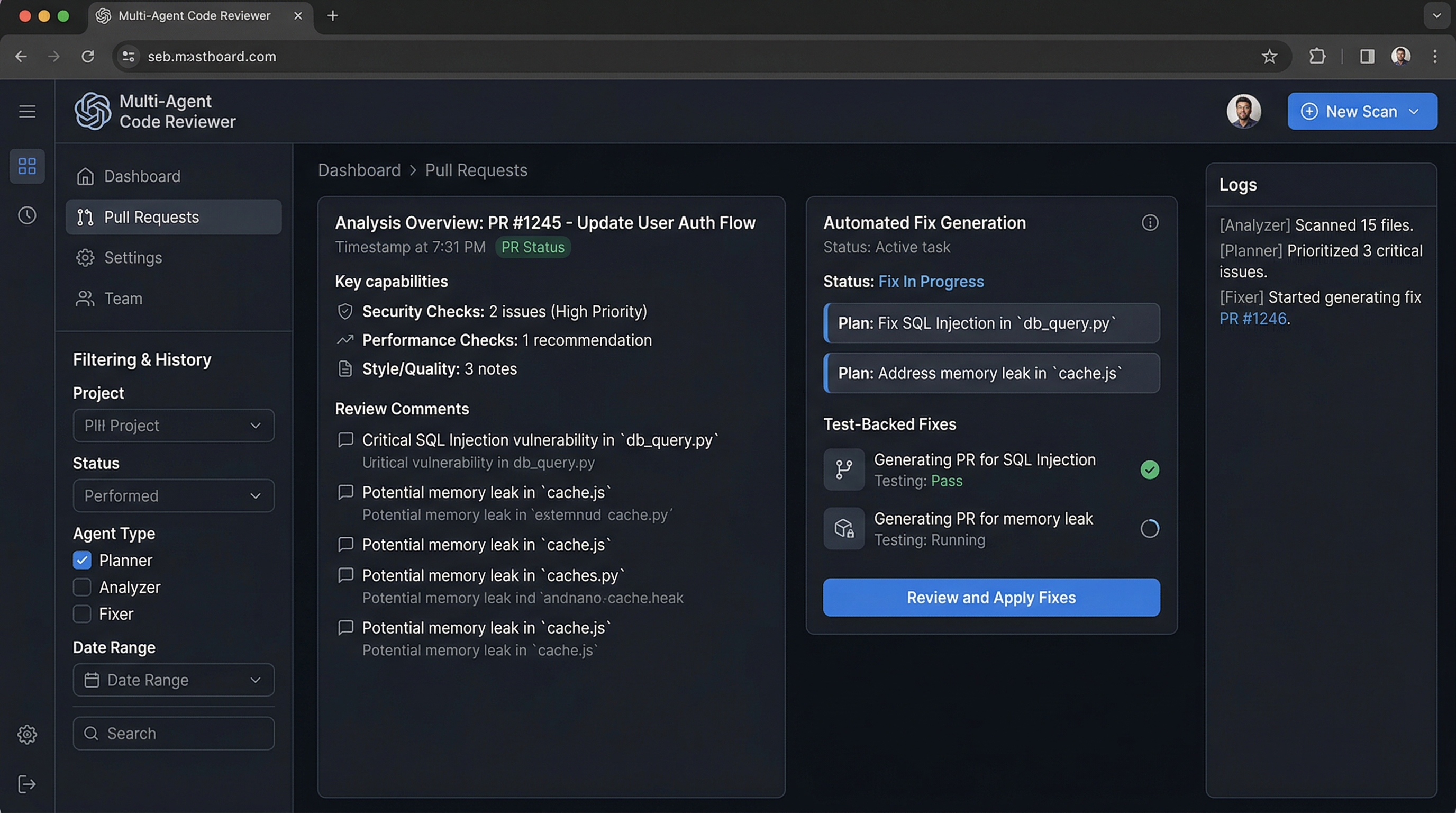 Multi-Agent Code Reviewer — screenshot 2